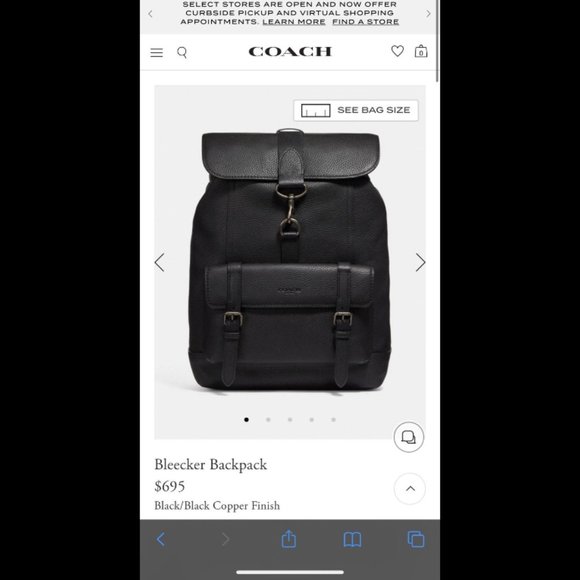 **Like New** Mens Black Coach Bleeker Backpack - Picture 3 of 5
